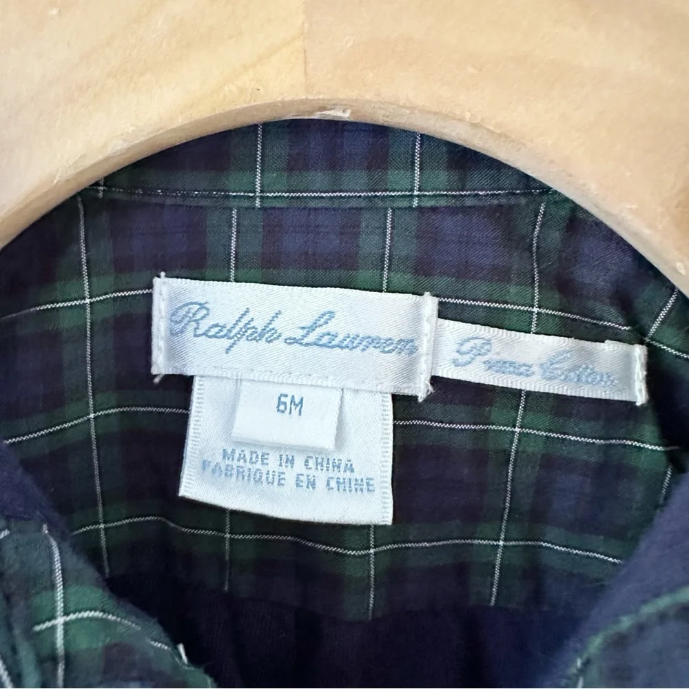 RALPH LAUREN green tartan romper